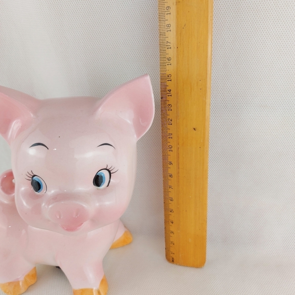 Vintage Kitsch Pink Ceramic Piggy Bank Japan Collectable Mid Century - Picture 14 of 14